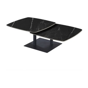 Table basse VIRELLO – Table basse ronde Ø70 cm – Pierre naturelle noire & métal – Design contemporain et sophistiqué 