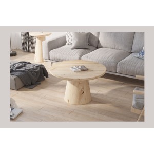 Table basse ronde collection TIGNES – Décor effet pin – D80 x H47 cm