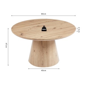 Table basse ronde collection TIGNES – Décor effet pin – D80 x H47 cm