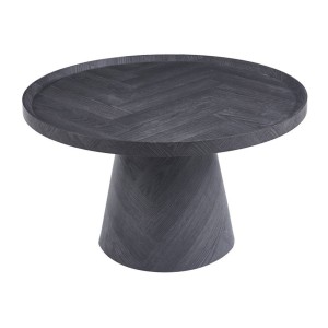 Table basse ronde collection CARVELA – Décor gris foncé – Bord relevé – D80 x H47 cm