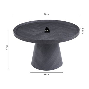 Table basse ronde collection CARVELA – Décor gris foncé – Bord relevé – D80 x H47 cm