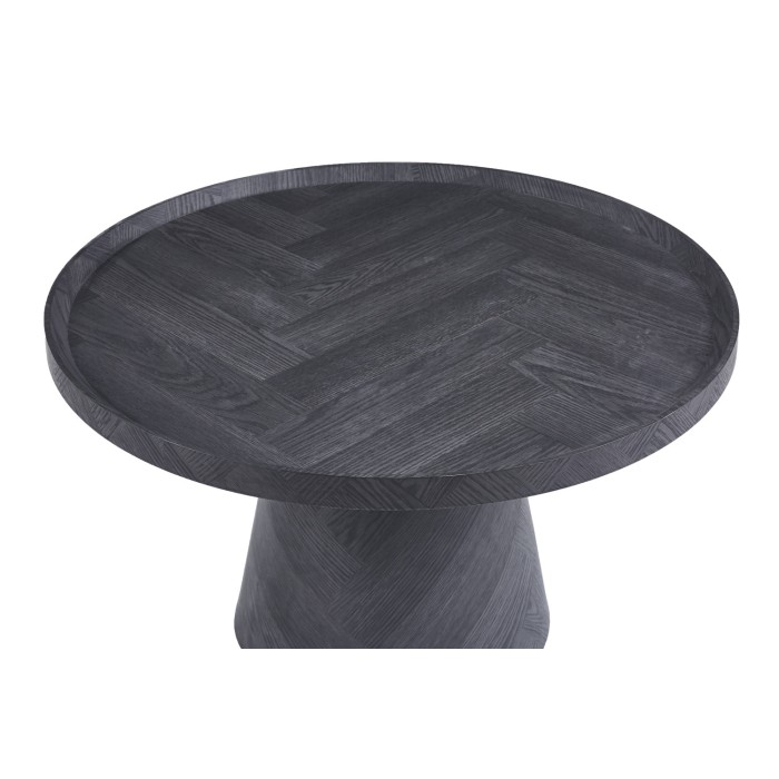Table basse ronde collection CARVELA – Décor gris foncé – Bord relevé – D80 x H47 cm