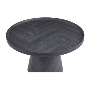 Table basse ronde collection CARVELA – Décor gris foncé – Bord relevé – D80 x H47 cm