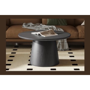 Table basse ronde BOKOR – Décor brun foncé – Forme originale – D80 x H42 cm