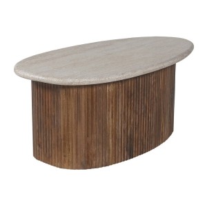 Table basse en bois massif collection DELHI 90cm - Style ethnique et design