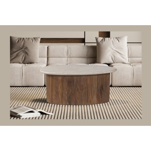 Table basse en bois massif collection DELHI 90cm - Style ethnique et design