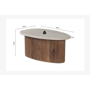 Table basse en bois massif collection DELHI 90cm - Style ethnique et design