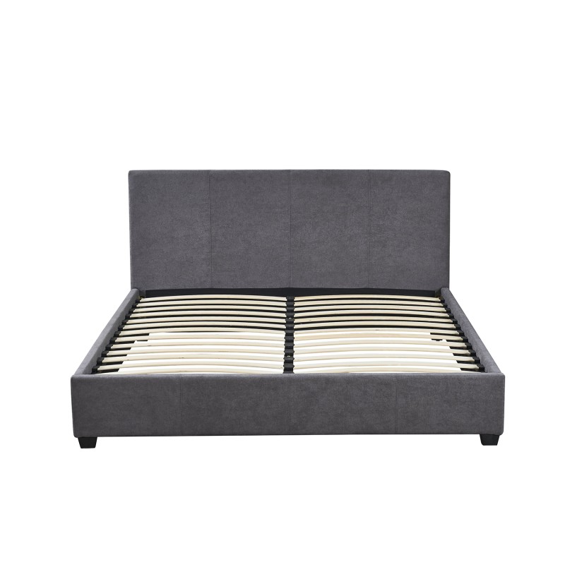 Lit double ROMA – 140x200 cm – PU gris – Sommier inclus – Design moderne – Structure MDF