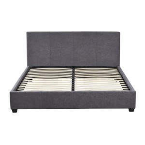 Lit double ROMA – 140x200 cm – PU gris – Sommier inclus – Design moderne – Structure MDF