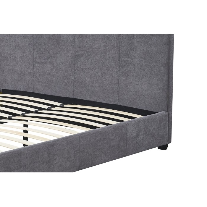 Lit double ROMA – 140x200 cm – PU gris – Sommier inclus – Design moderne – Structure MDF