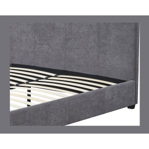 Lit double ROMA – 140x200 cm – PU gris – Sommier inclus – Design moderne – Structure MDF