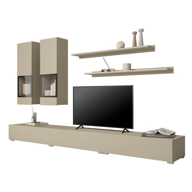 Ensemble meubles de salon RAMOS – Beige clair – Design contemporain sans LED