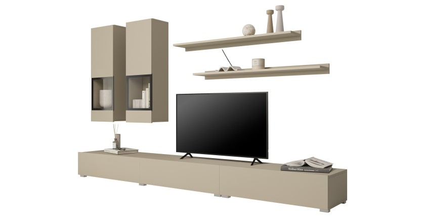 Ensemble meubles de salon RAMOS – Beige clair – Design contemporain sans LED