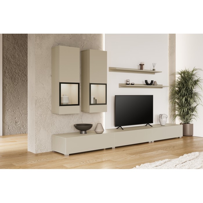 Ensemble meubles de salon RAMOS – Beige clair – Design contemporain sans LED