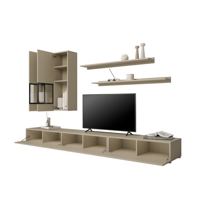 Ensemble meubles de salon RAMOS – Beige clair – Design contemporain sans LED