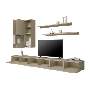 Ensemble meubles de salon RAMOS – Beige clair – Design contemporain sans LED