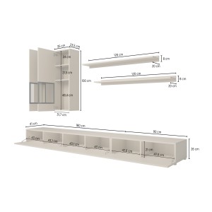 Ensemble meubles de salon RAMOS – Beige clair – Design contemporain sans LED