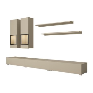 Ensemble meubles de salon RAMOS – Beige clair – LED multicolore intégrée – Style contemporain