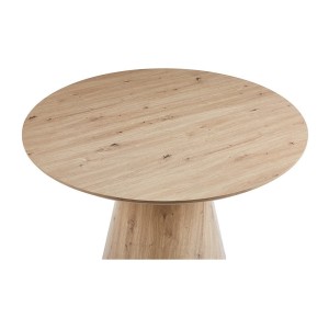 Table à manger SOLENA – Ø120 cm – Coloris chêne vieilli – Design rond – Style contemporain et chaleureux 