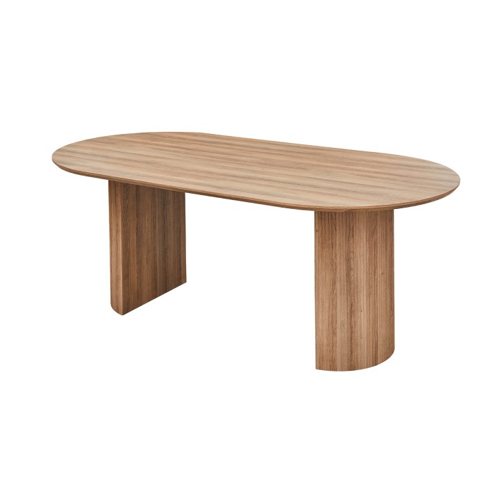 Table à manger VAGOS – 200x100 cm – Coloris chêne vieilli – Plateau MDF  – Design moderne et robuste 