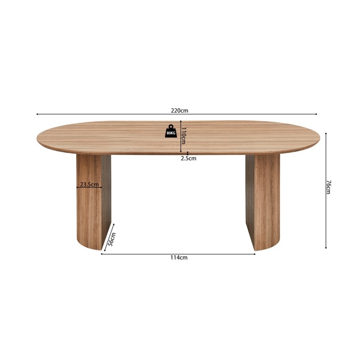 Table à manger VAGOS – 220x110 cm – Coloris chêne vieilli – Plateau MDF  – Design contemporain spacieux 