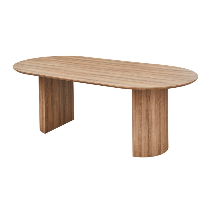 Table à manger VAGOS – 220x110 cm – Coloris chêne vieilli – Plateau MDF  – Design contemporain spacieux 