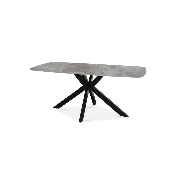 Table à manger ARVENA – 180x90 cm – Coloris pierre marbré – Plateau effet pierre – Design moderne et élégant 