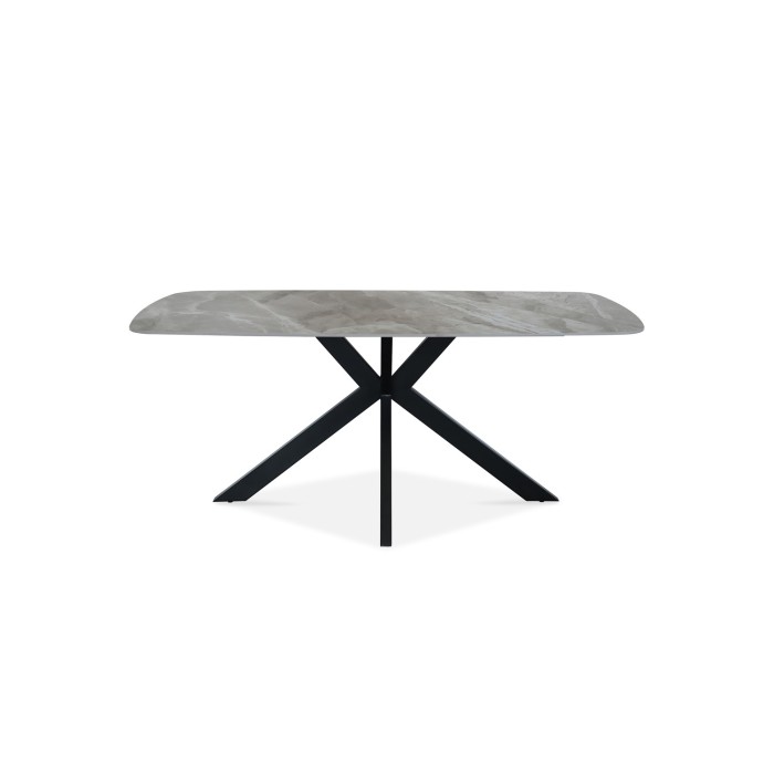 Table à manger ARVENA – 180x90 cm – Coloris pierre marbré – Plateau effet pierre – Design moderne et élégant 