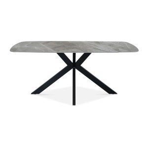 Table à manger ARVENA – 180x90 cm – Coloris pierre marbré – Plateau effet pierre – Design moderne et élégant 