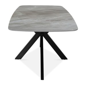 Table à manger ARVENA – 180x90 cm – Coloris pierre marbré – Plateau effet pierre – Design moderne et élégant 