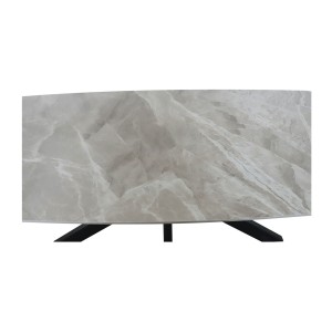 Table à manger ARVENA – 180x90 cm – Coloris pierre marbré – Plateau effet pierre – Design moderne et élégant 