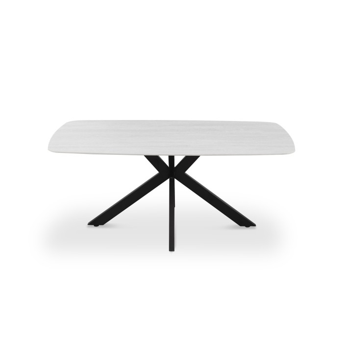 Table ARVENA 180x90 cm – Coloris pierre grise – Table salle à manger design – Plateau effet pierre et métal 