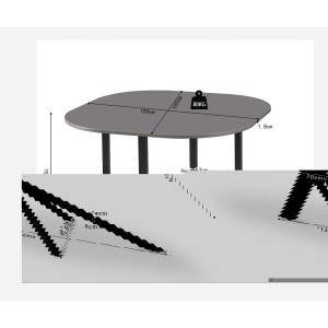 Table ARVENA 180x90 cm – Coloris pierre grise – Table salle à manger design – Plateau effet pierre et métal 