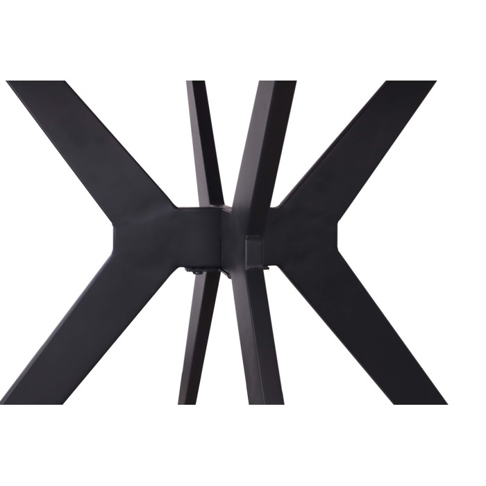 Table à manger ronde ARVENA – 110 cm – Plateau en pierre frittée – Coloris blanc – Design métal élégant 