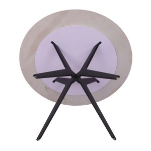 Table à manger ronde ARVENA – 110 cm – Plateau en pierre frittée – Coloris gris – Design contemporain et robuste 