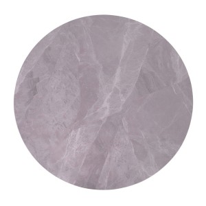 Table à manger ronde ARVENA – 110 cm – Plateau en pierre frittée – Coloris gris – Design contemporain et robuste 
