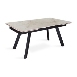 Table extensible LAROS – 160 à 240 cm – Plateau en pierre marbré beige – Structure métal – Design haut de gamme 