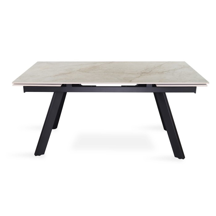 Table extensible LAROS – 160 à 240 cm – Plateau en pierre marbré beige – Structure métal – Design haut de gamme 
