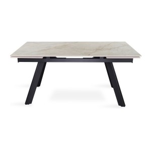 Table extensible LAROS – 160 à 240 cm – Plateau en pierre marbré beige – Structure métal – Design haut de gamme 
