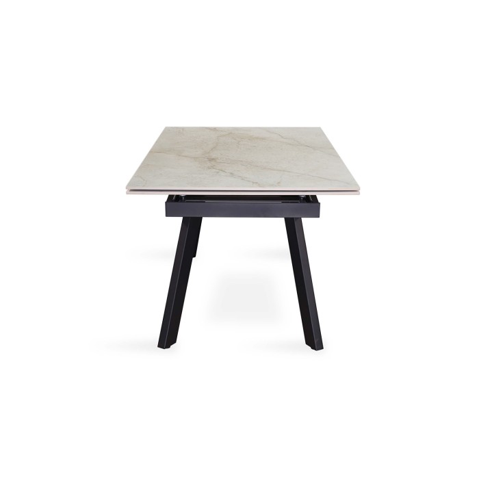 Table extensible LAROS – 160 à 240 cm – Plateau en pierre marbré beige – Structure métal – Design haut de gamme 