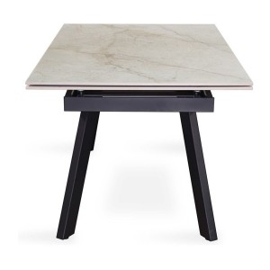 Table extensible LAROS – 160 à 240 cm – Plateau en pierre marbré beige – Structure métal – Design haut de gamme 
