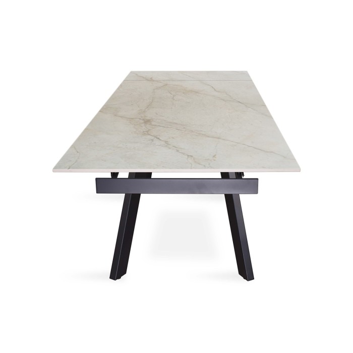 Table extensible LAROS – 160 à 240 cm – Plateau en pierre marbré beige – Structure métal – Design haut de gamme 