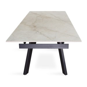 Table extensible LAROS – 160 à 240 cm – Plateau en pierre marbré beige – Structure métal – Design haut de gamme 