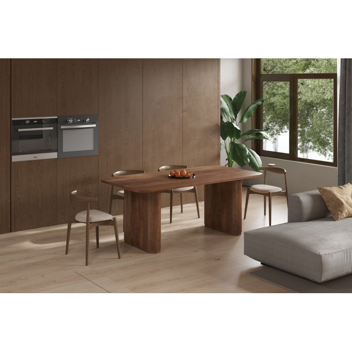 Table à manger TALVORA – 200 cm – Bois de manguier massif – Style contemporain – Finition naturelle robuste 