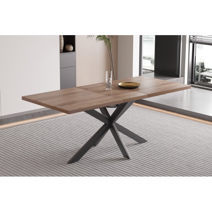 Table extensible KALVANO – 160 à 200 cm – Chêne foncé – Plateau 40 mm – Design contemporain 