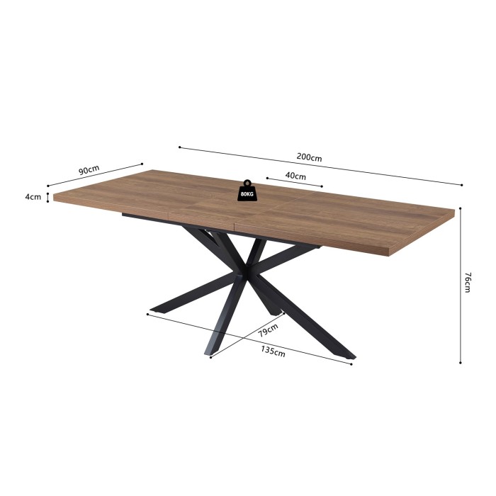 Table extensible KALVANO – 160 à 200 cm – Chêne foncé – Plateau 40 mm – Design contemporain 