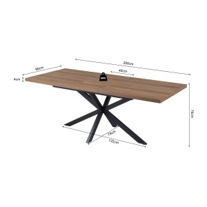 Table extensible KALVANO – 160 à 200 cm – Chêne foncé – Plateau 40 mm – Design contemporain 