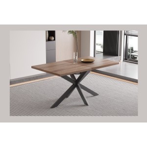 Table extensible KALVANO – 160 à 200 cm – Chêne foncé – Plateau 40 mm – Design contemporain 