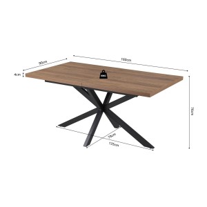 Table extensible KALVANO – 160 à 200 cm – Chêne foncé – Plateau 40 mm – Design contemporain 