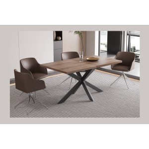 Table extensible KALVANO – 160 à 200 cm – Chêne foncé – Plateau 40 mm – Design contemporain 